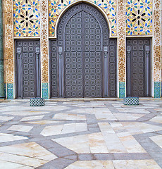 Image showing historical marble  in  antique building door morocco      style 