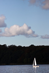 Image showing Boat sailing on a lake