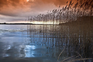 Image showing Lake in denmark in winter shot with colour graduated filter