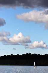 Image showing Boat sailing on a lake