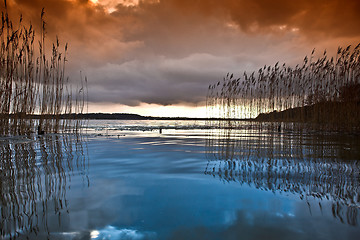 Image showing Lake in denmark in winter shot with colour graduated filter