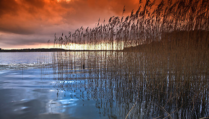 Image showing Lake in denmark in winter shot with colour graduated filter