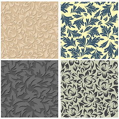 Image showing 4 Floral Seamless Patterns