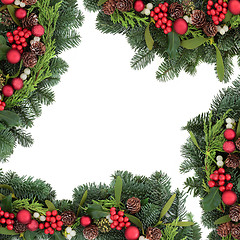 Image showing Christmas Bauble and Holly Border