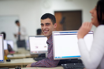 Image showing students group in computer lab classroom