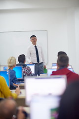 Image showing students with teacher  in computer lab classrom