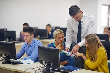 Image showing students with teacher  in computer lab classrom