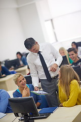 Image showing students with teacher  in computer lab classrom