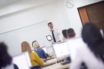 Image showing students with teacher  in computer lab classrom