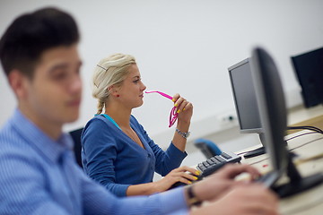 Image showing students group in computer lab classroom