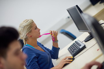 Image showing students group in computer lab classroom