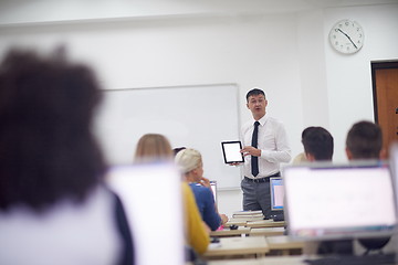 Image showing students with teacher  in computer lab classrom