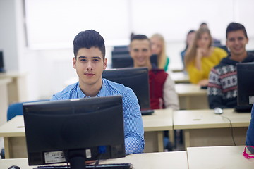 Image showing students group in computer lab classroom