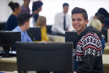 Image showing students group in computer lab classroom