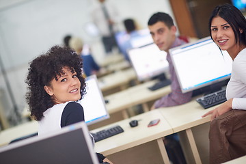 Image showing students group in computer lab classroom