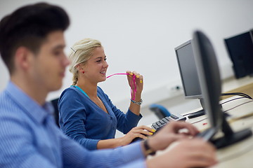 Image showing students group in computer lab classroom