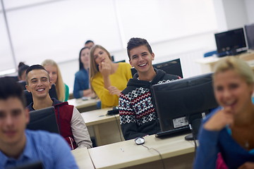 Image showing students group in computer lab classroom