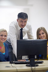 Image showing students with teacher  in computer lab classrom