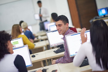 Image showing students group in computer lab classroom