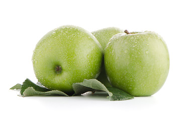 Image showing Three fresh green apples