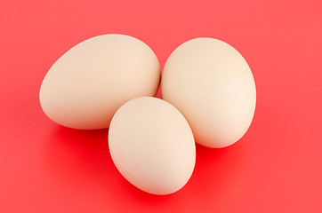 Image showing Three brown eggs
