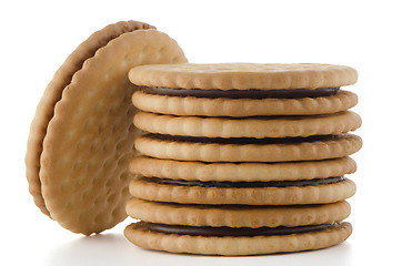 Image showing Sandwich biscuits with chocolate filling