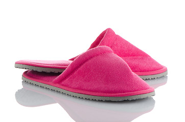 Image showing A pair of pink slippers