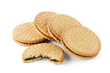 Image showing Sandwich biscuits with chocolate filling