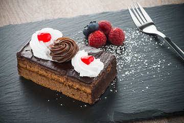 Image showing Piece of chocolate cake