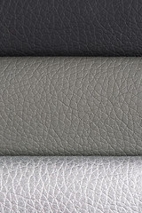 Image showing Grey leather texture closeup