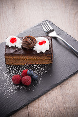 Image showing Piece of chocolate cake