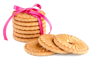 Image showing Festive wrapped rings biscuits
