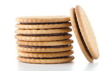 Image showing Sandwich biscuits with chocolate filling