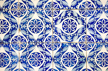 Image showing Traditional Portuguese glazed tiles