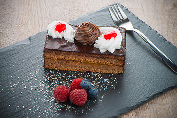 Image showing Piece of chocolate cake