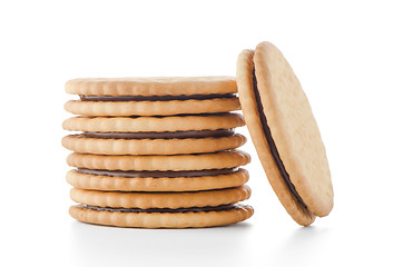 Image showing Sandwich biscuits with chocolate filling