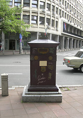 Image showing antique brass postal mailbox  downtown Belgrade Serbia