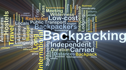 Image showing Backpacking background concept glowing