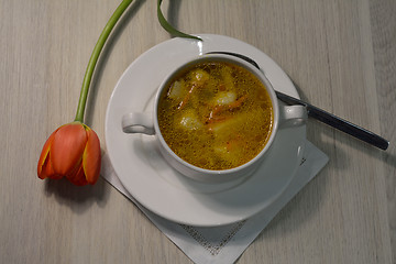 Image showing bowl with rich potato soup