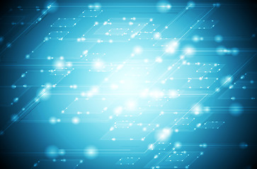 Image showing Abstract shiny blue tech background