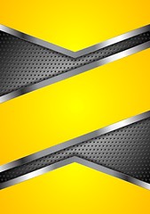 Image showing Abstract yellow perforated background with metallic design