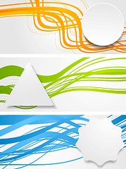 Image showing Abstract wavy banners with geometric labels
