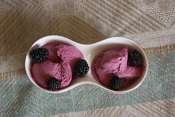 Image showing berry sorbet with dewberries in a bowl