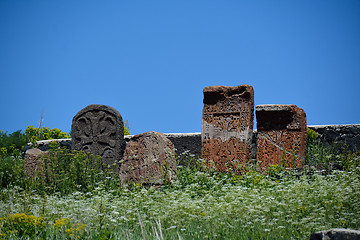 Image showing Khachkar stones in Sevanavank monastery