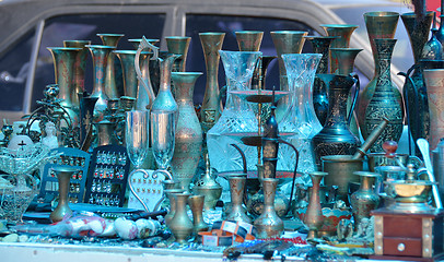 Image showing Metal and glass souvenirs