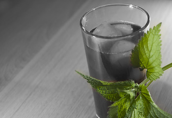 Image showing cold tea with nettle and ice