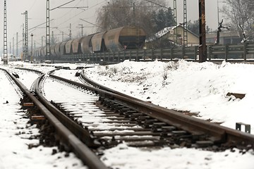 Image showing Railroad tracks in the snow