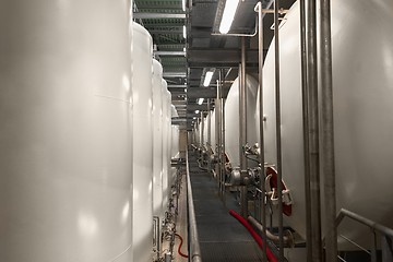 Image showing Large industrial white silos in modern factory