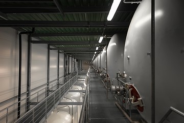 Image showing Large industrial white silos in modern factory