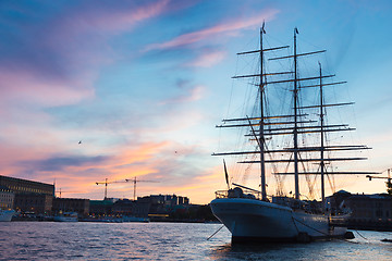 Image showing Traditional seilboat in Gamla stan, Sweden, Europe.